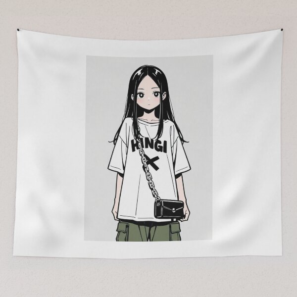 Item preview, Fashion - Man in Black Top Cargo Pants Chain Wallet Streetwear Anime Variant 8 designed and sold by AnimeShin.
