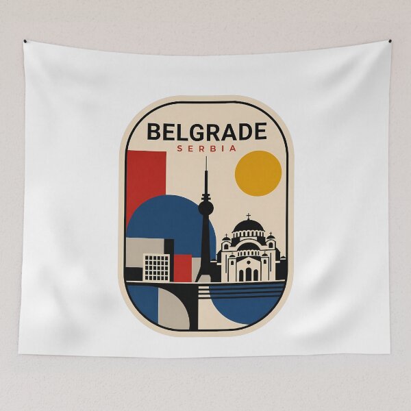 Item preview, Belgrade Serbia Minimalist Geometric Bauhaus Travel Skyline designed and sold by k3rstman1.