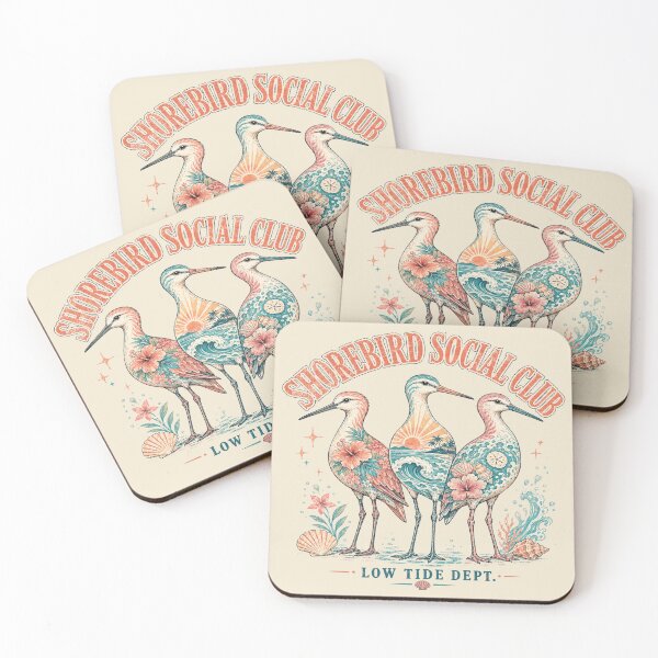 Item preview, Shorebird Social Club Retro Coastal Bird designed and sold by POD DYNASTY | Original Print On Demand T-Shirt Graphics.