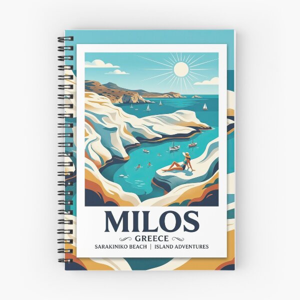 Item preview, Milos Greece Sarakiniko Beach Vintage Travel Poster Art designed and sold by angelisart.