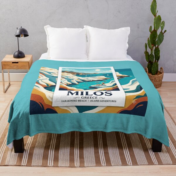 Item preview, Milos Greece Sarakiniko Beach Vintage Travel Poster Art designed and sold by angelisart.