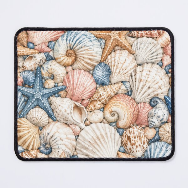 Item preview, Shell paradise | Dense coastal pattern full of shells and starfish designed and sold by Fernhaven.