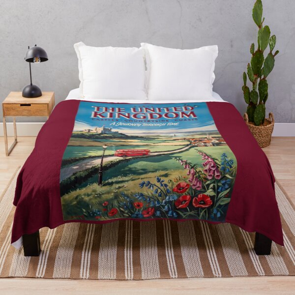 Item preview, United Kingdom Landscape Illustration Travel Art Vintage designed and sold by KrisSidDesigns.