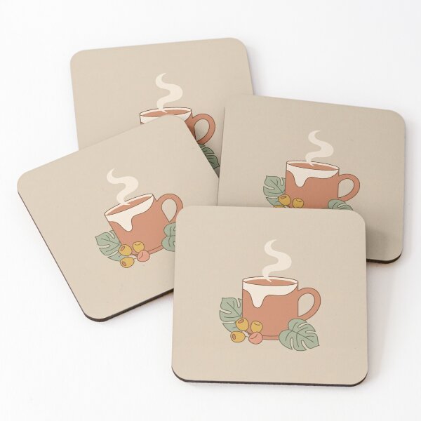 Item preview, Cozy Coffee and Monstera Leaves Abstract Retro Art designed and sold by MoonwoodStudio.
