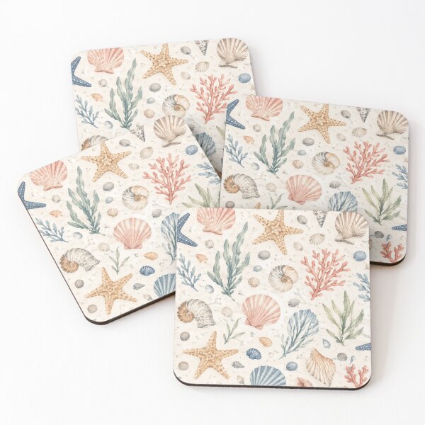 Item preview, Coastal Magic | Maritime shell and starfish pattern in watercolor designed and sold by Fernhaven.