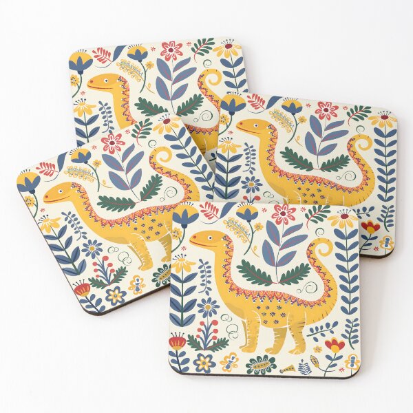 Item preview, Scandinavian Folk Art, Dinosaur and Flowers designed and sold by xiao xuans.