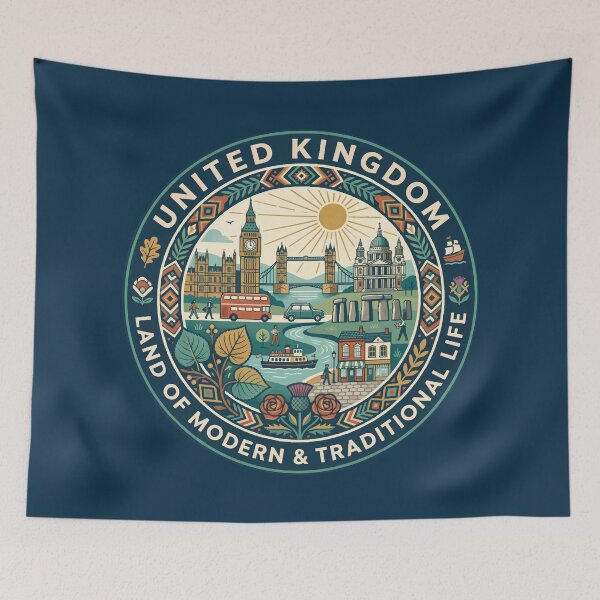 Item preview, United Kingdom Illustration Travel Art Badge designed and sold by KrisSidDesigns.