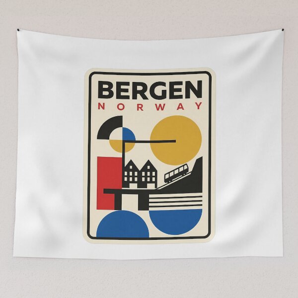 Item preview, Bergen Norway Retro Minimalist Geometric Travel designed and sold by k3rstman1.