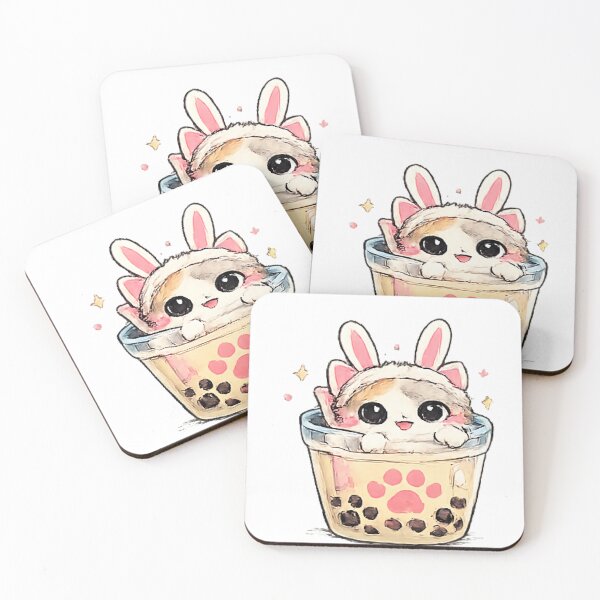 Item preview, Cute Boba Cat with Bunny Ears – Kawaii Bubble Tea Kitten Sticker designed and sold by vansaidshop ⭐⭐⭐⭐⭐.