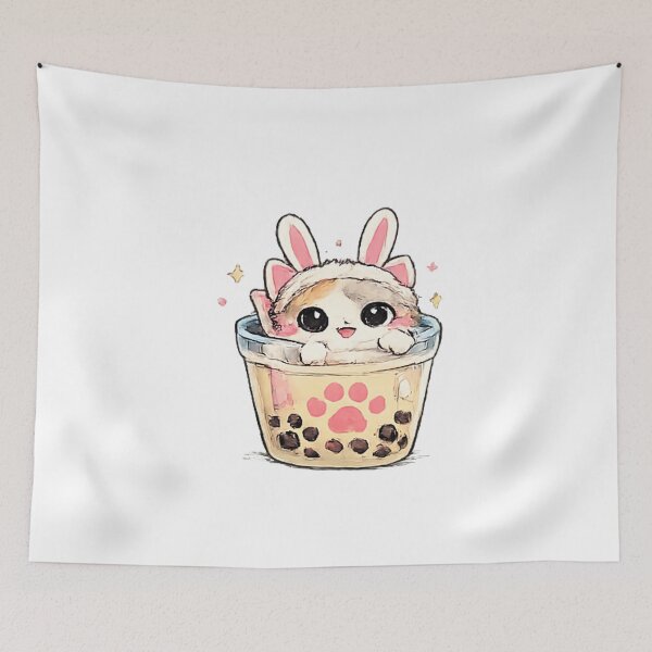 Item preview, Cute Boba Cat with Bunny Ears – Kawaii Bubble Tea Kitten Sticker designed and sold by vansaidshop ⭐⭐⭐⭐⭐.