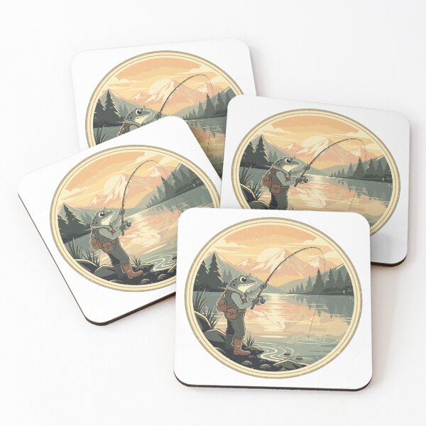 Item preview, Frog Angler at Sunrise Lake Retro Fishing Design designed and sold by fallmoree.