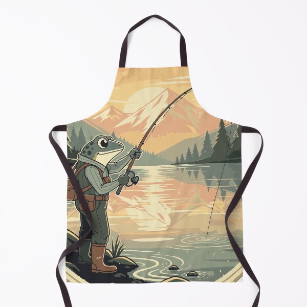 Item preview, Frog Angler at Sunrise Lake Retro Fishing Design designed and sold by fallmoree.