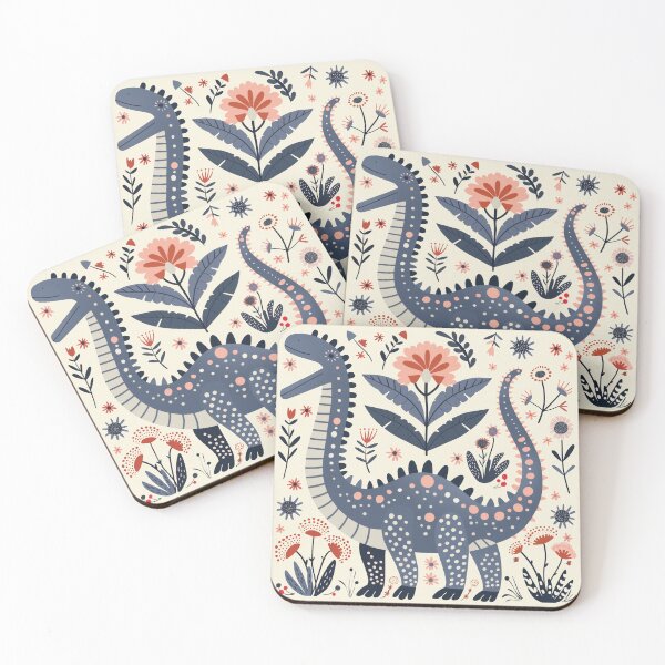 Item preview, Scandinavian Folk Art, Dinosaur and Flowers designed and sold by xiao xuans.