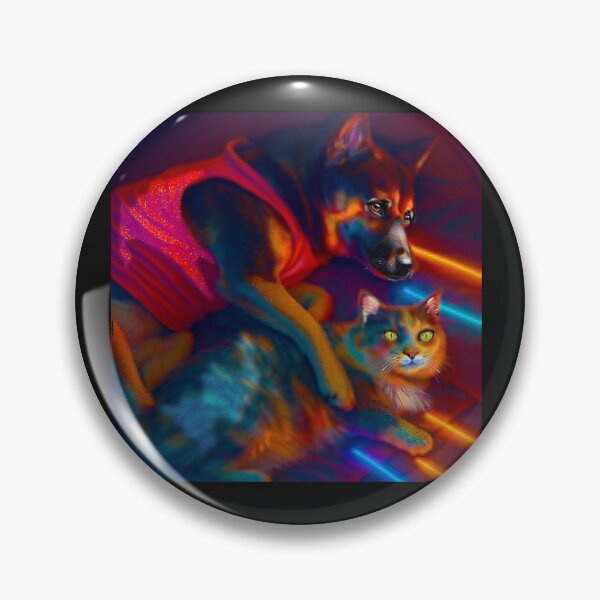 Item preview, Collin and Jonathan's Fur Babies Dog and Cat in Neon Glow designed and sold by Patricia Brown.