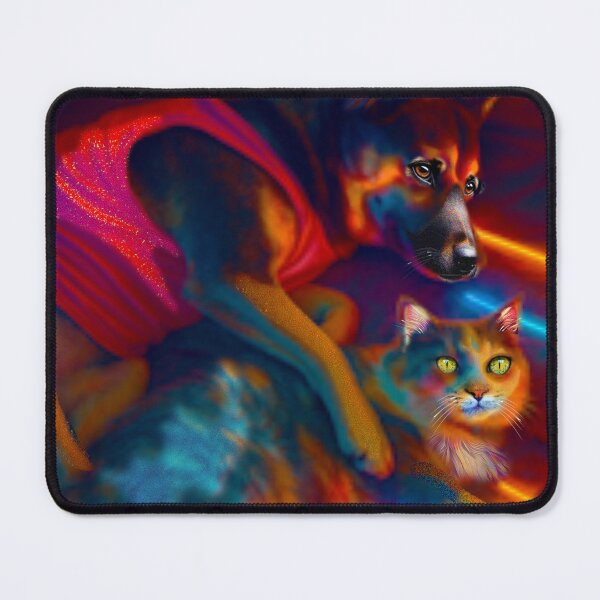 Item preview, Collin and Jonathan's Fur Babies Dog and Cat in Neon Glow designed and sold by Patricia Brown.