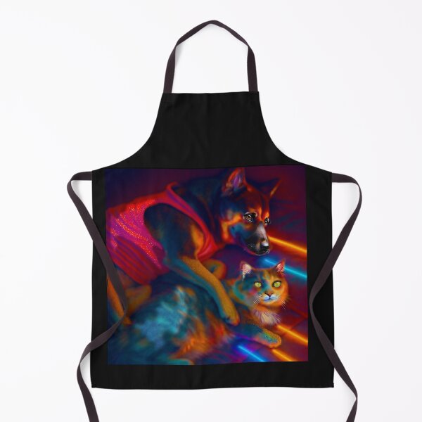 Item preview, Collin and Jonathan's Fur Babies Dog and Cat in Neon Glow designed and sold by Patricia Brown.