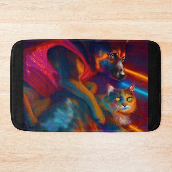 Item preview, Collin and Jonathan's Fur Babies Dog and Cat in Neon Glow designed and sold by Patricia Brown.