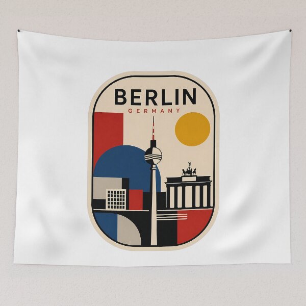 Item preview, Berlin Germany Retro Bauhaus Geometric Skyline designed and sold by k3rstman1.