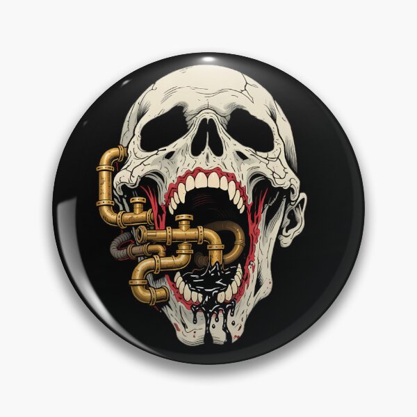 Item preview, Steampunk Cyberpunk Skull with Industrial Brass Pipes designed and sold by coretrophia.