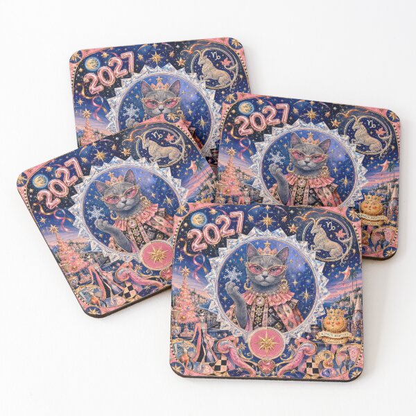 Item preview, Royal Capricorn Cat 2027 – Festive starry illustration. designed and sold by Natalia-Vlad.