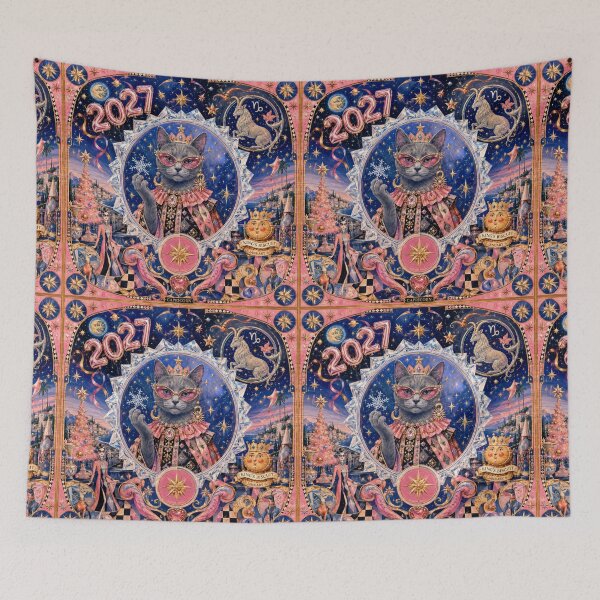 Item preview, Royal Capricorn Cat 2027 – Festive starry illustration. designed and sold by Natalia-Vlad.
