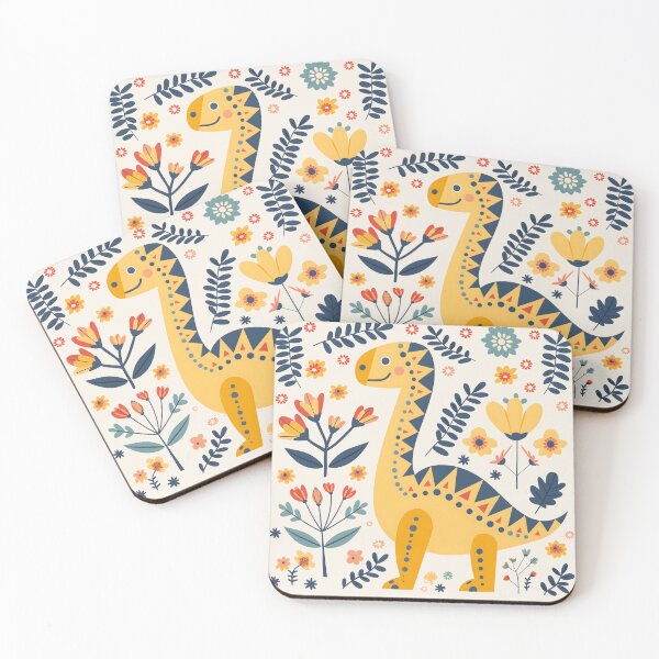 Item preview, Scandinavian Folk Art, Dinosaur and Flowers designed and sold by xiao xuans.