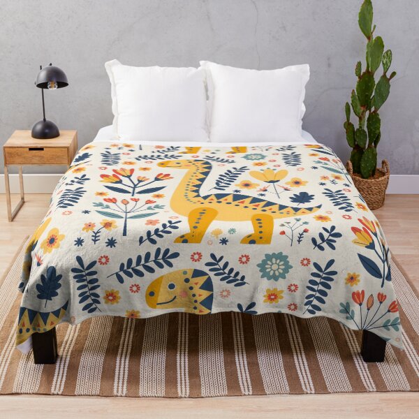 Item preview, Scandinavian Folk Art, Dinosaur and Flowers designed and sold by xiao xuans.