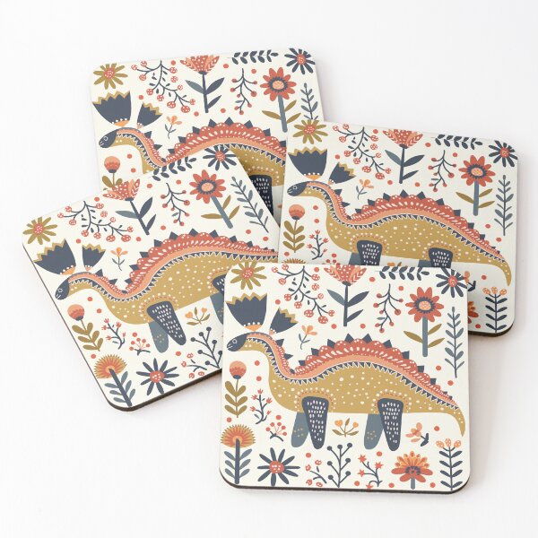 Item preview, Scandinavian Folk Art, Dinosaur and Flowers designed and sold by xiao xuans.