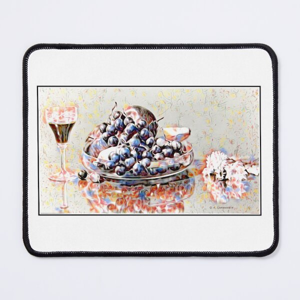 Item preview, Still Life, Fruit Bowl, Wine Glass, Flowers, Digital Illustration designed and sold by AMacGPhilly.