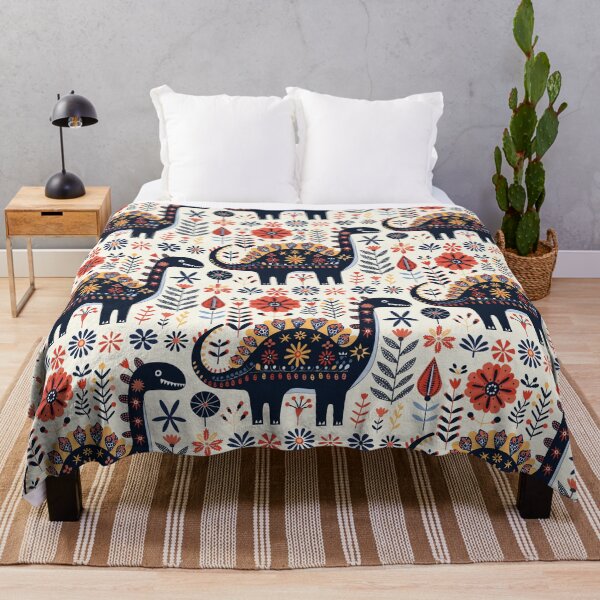 Item preview, Scandinavian Folk Art, Dinosaur and Flowers designed and sold by xiao xuans.