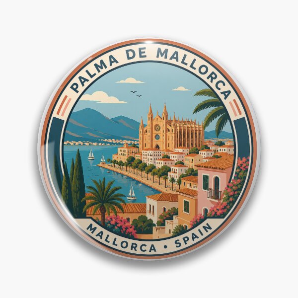 Item preview, Palma de Mallorca Vintage Travel Sticker – Retro Spain Coastal Illustration designed and sold by pod24.