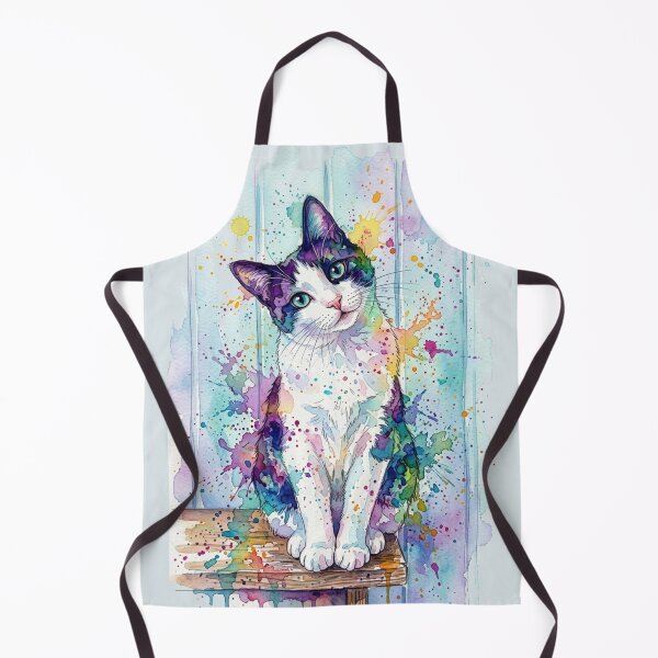Item preview, Rainbow Splash Tuxedo Cat Watercolor Art Print designed and sold by BLUESKY11a.