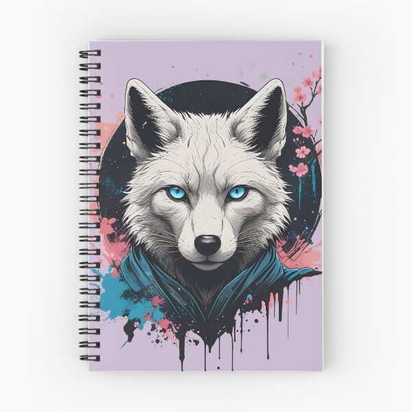 Item preview, White Fox Samurai Blue Eyes Cherry Blossom | Japanese Anime Art Print designed and sold by Ikbel Studio.