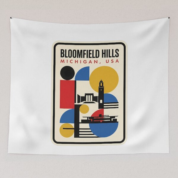 Item preview, Bloomfield Hills Michigan Retro Geometric Cityscape designed and sold by k3rstman1.