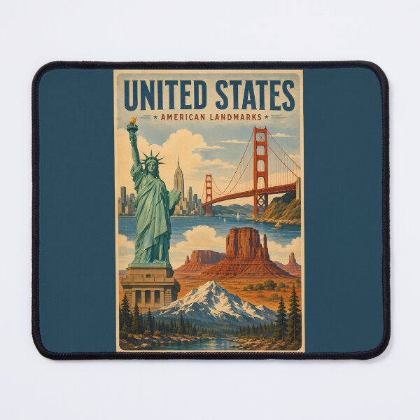 Item preview, United States American Landmarks Illustration Travel Art Vintage designed and sold by KrisSidDesigns.