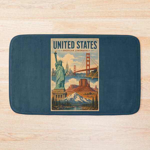 Item preview, United States American Landmarks Illustration Travel Art Vintage designed and sold by KrisSidDesigns.