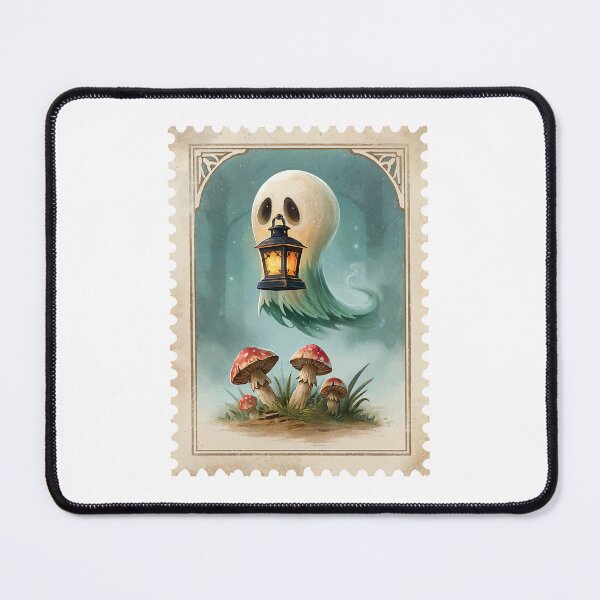 Item preview, Friendly Ghost in Fantasy Forest – Vintage Stamp Style Art designed and sold by Anastasiia Yurevych.