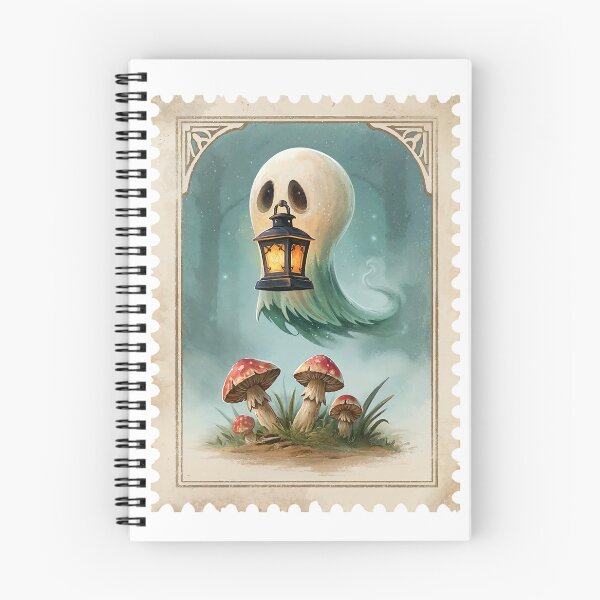 Item preview, Friendly Ghost in Fantasy Forest – Vintage Stamp Style Art designed and sold by Anastasiia Yurevych.