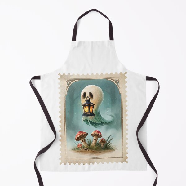 Item preview, Friendly Ghost in Fantasy Forest – Vintage Stamp Style Art designed and sold by Anastasiia Yurevych.