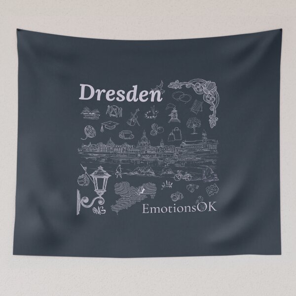 Item preview, Dresden Skyline Sketch · Lilac & Paynes Grey designed and sold by EmotionsOK.