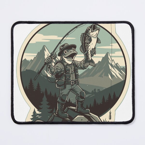 Item preview, Trophy Bass Catch Frog Fisherman Vintage Badge designed and sold by fallmoree.