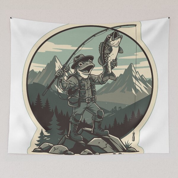 Item preview, Trophy Bass Catch Frog Fisherman Vintage Badge designed and sold by fallmoree.
