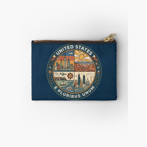 Item preview, United States Landmarks Illustration Travel Art Badge designed and sold by KrisSidDesigns.