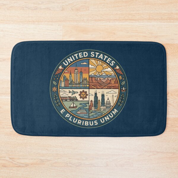 Item preview, United States Landmarks Illustration Travel Art Badge designed and sold by KrisSidDesigns.