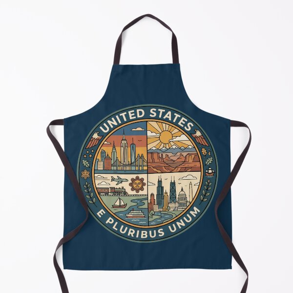 Item preview, United States Landmarks Illustration Travel Art Badge designed and sold by KrisSidDesigns.