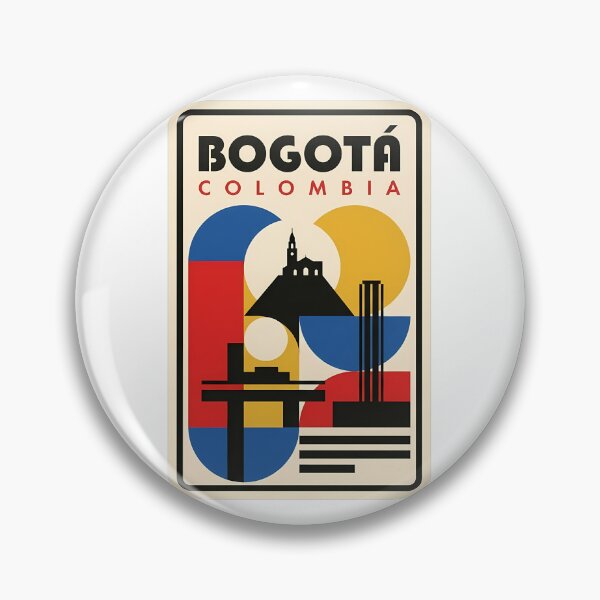Artikelvorschau, Retro-Reiseposter mit geometrischer Skyline von Bogotá, Kolumbien entworfen und verkauft von k3rstman1.