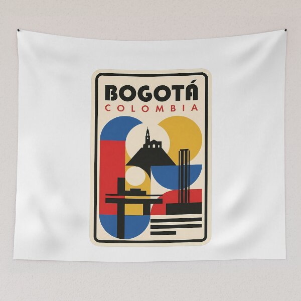 Item preview, Retro Bogota Colombia Skyline Geometric Travel Poster designed and sold by k3rstman1.