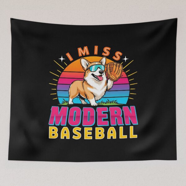 Item preview, I Miss Modern Baseball Baseball Meme Humor with Adorable Funny Dog designed and sold by Redgiant87x.