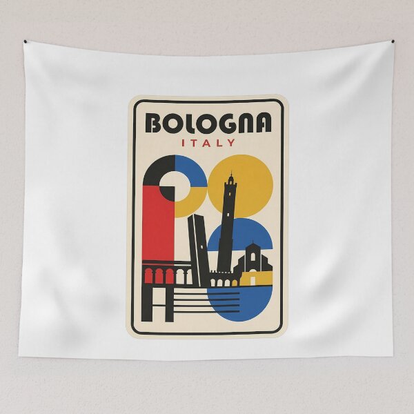 Item preview, Vintage Bologna Italy Geometric Bauhaus Travel Poster designed and sold by k3rstman1.