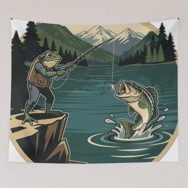 Item preview, Bass Strike Frog Angler Lake Adventure Design designed and sold by fallmoree.
